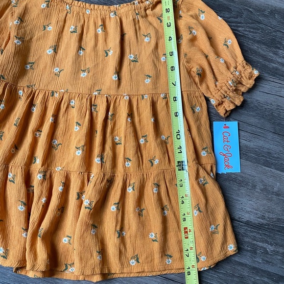 NWT Cat & Jack Girl’s Mustard Floral Blouse Size 8 - Picture 7 of 8